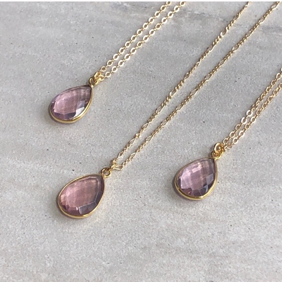 Morganite Gemstone 18k Gold Teardrop Necklace - Picture 4 of 7